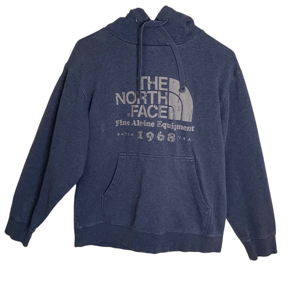 The North Face Hoodie Vintage Style Fleece Distressed Logo Pouch pockets Mens M